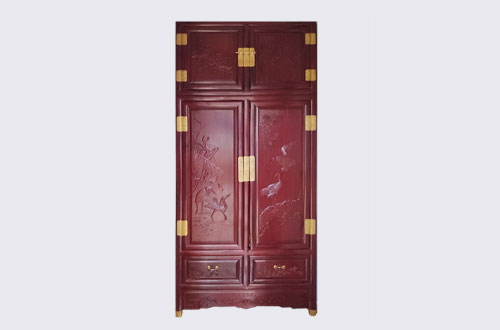 怀集高端中式家居装修深红色纯实木衣柜
